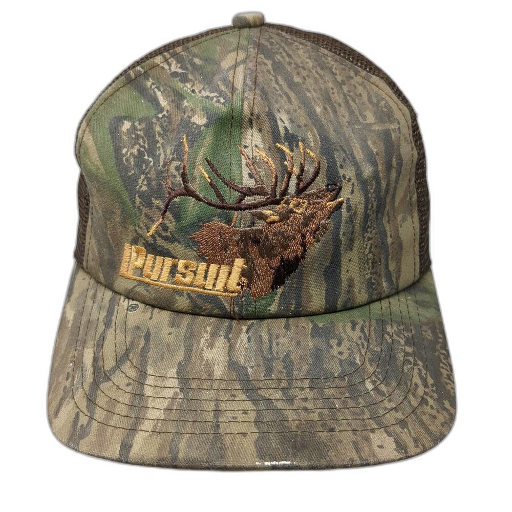 Trucker Hat Brown One Size Camo Elk Pursuit Embroidery Mesh Snapback Hunting